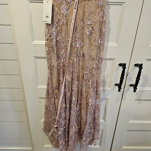 Mac Duggal 67481 Pink Floral Embellished Sleeveless Plunge Neck Gown Size 6 - Picture 8 of 10